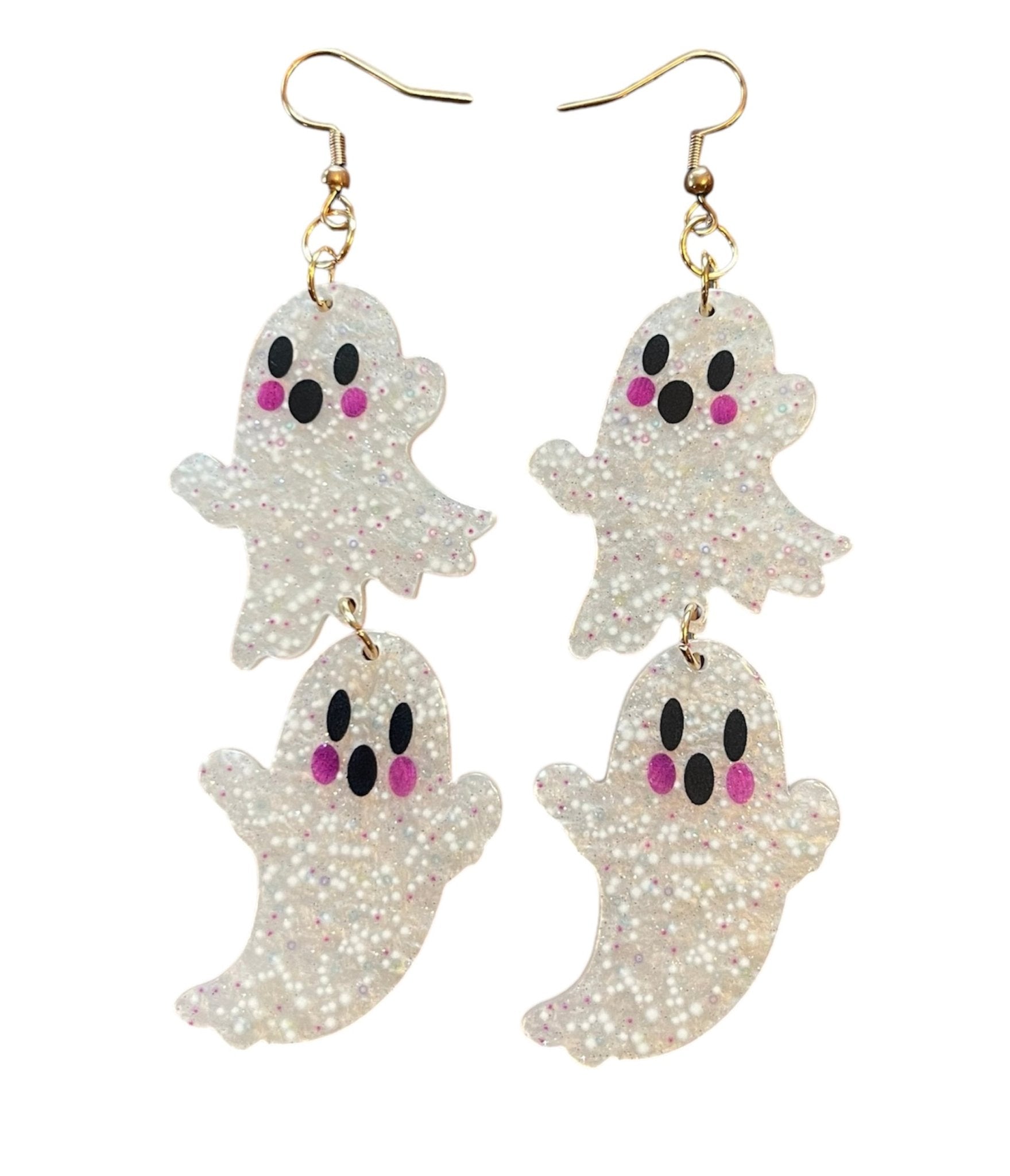 Groovy Glitter Ghost Earrings - Unique Vintage - Womens, ACCESSORIES, JEWELRY