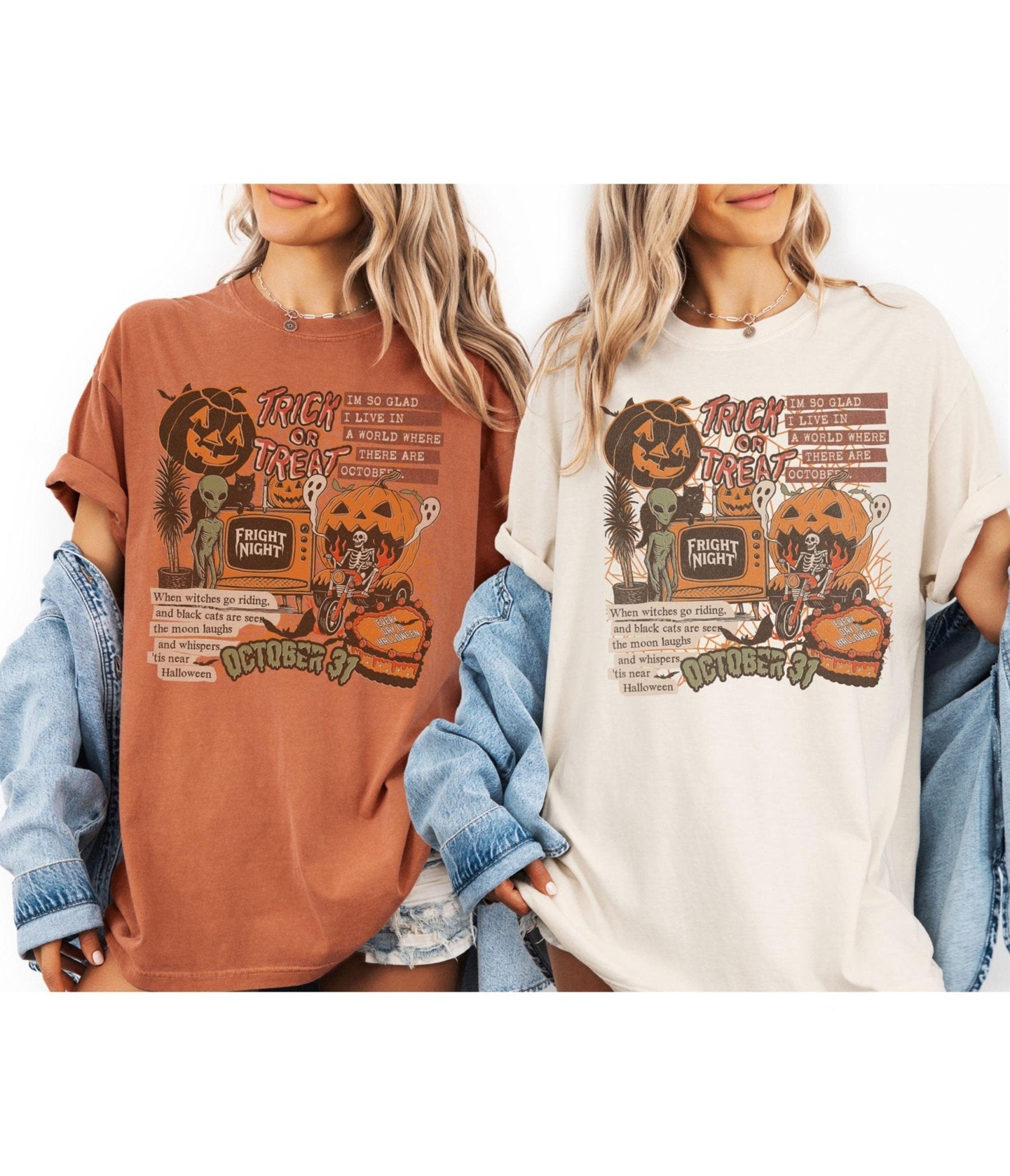Halloween Trick - or - Treat Unisex Graphic Tee - Unique Vintage - Womens, GRAPHIC TEES, TEES