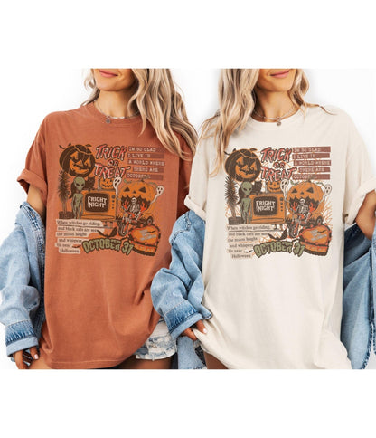 Halloween Trick - or - Treat Unisex Graphic Tee - Unique Vintage - Womens, GRAPHIC TEES, TEES