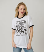 Handle Your Shit Unisex Graphic Ringer Tee - Unique Vintage - Womens, GRAPHIC TEES, TEES