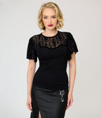 Harry Potter x Unique Vintage Black Dark Mark Flutter Sleeve Sweetheart Top - Unique Vintage - Womens, TOPS, KNIT TOPS