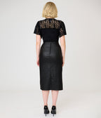 Harry Potter x Unique Vintage Black Dark Mark Vegan Leather Wiggle Skirt - Unique Vintage - Womens, BOTTOMS, SKIRTS