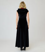 Harry Potter x Unique Vintage Black Dark Mark Velvet Hooded Maxi Dress - Unique Vintage - Womens, DRESSES, MAXI