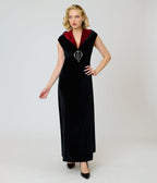Harry Potter x Unique Vintage Black Dark Mark Velvet Hooded Maxi Dress - Unique Vintage - Womens, DRESSES, MAXI