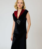 Harry Potter x Unique Vintage Black Dark Mark Velvet Hooded Maxi Dress - Unique Vintage - Womens, DRESSES, MAXI
