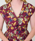 Harry Potter x Unique Vintage Burgundy Magical Creatures Swing Dress - Unique Vintage - Womens, DRESSES, SWING