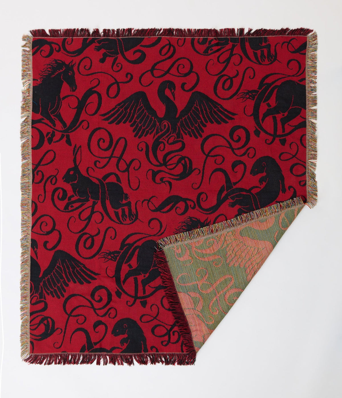 Harry Potter x Unique Vintage Burgundy Patronus Fringe Blanket - Unique Vintage - Womens, ACCESSORIES, GIFTS/HOME