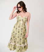 Harry Potter x Unique Vintage Green Herbology Sweetheart Swing Dress - Unique Vintage - Womens, DRESSES, SWING