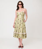 Harry Potter x Unique Vintage Green Herbology Sweetheart Swing Dress - Unique Vintage - Womens, DRESSES, SWING