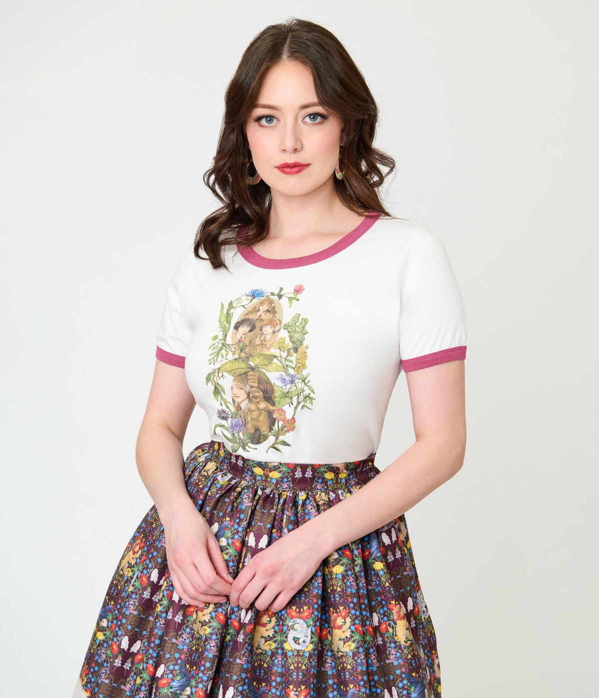 Harry Potter x Unique Vintage Herbology Print Ringer Graphic Tee - Unique Vintage - Womens, TOPS, KNIT TOPS