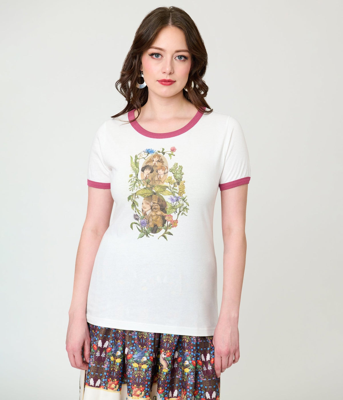 Harry Potter x Unique Vintage Herbology Print Ringer Graphic Tee - Unique Vintage - Womens, TOPS, KNIT TOPS