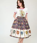 Harry Potter x Unique Vintage Hogwarts House Crests Gellar Swing Skirt - Unique Vintage - Womens, BOTTOMS, SKIRTS