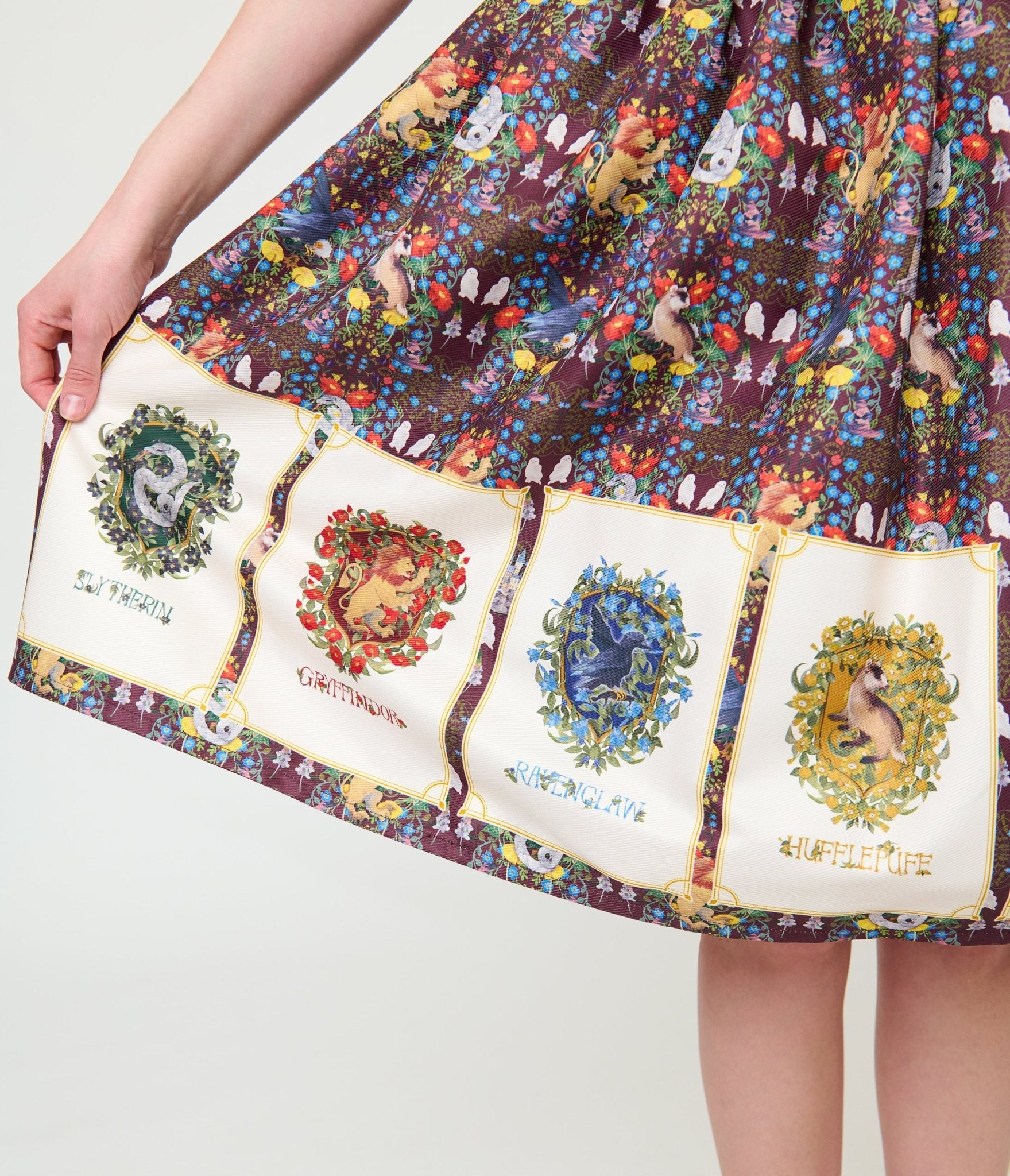 Harry Potter x Unique Vintage Hogwarts House Crests Gellar Swing Skirt - Unique Vintage - Womens, BOTTOMS, SKIRTS