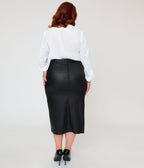 Harry Potter x Unique Vintage Plus Size Black Dark Mark Vegan Leather Wiggle Skirt - Unique Vintage - Womens, BOTTOMS, SKIRTS