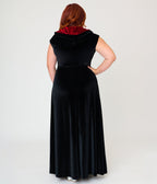Harry Potter x Unique Vintage Plus Size Black Dark Mark Velvet Hooded Maxi Dress - Unique Vintage - Womens, DRESSES, MAXI