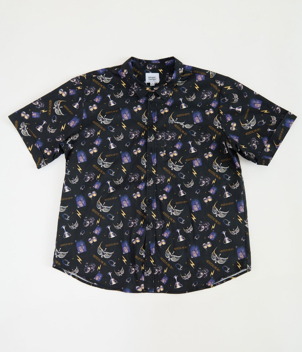 Harry Potter x Unique Vintage Plus Size Black & Purple Horcruxes Mens Shirt - Unique Vintage - Womens, TOPS, WOVEN TOPS