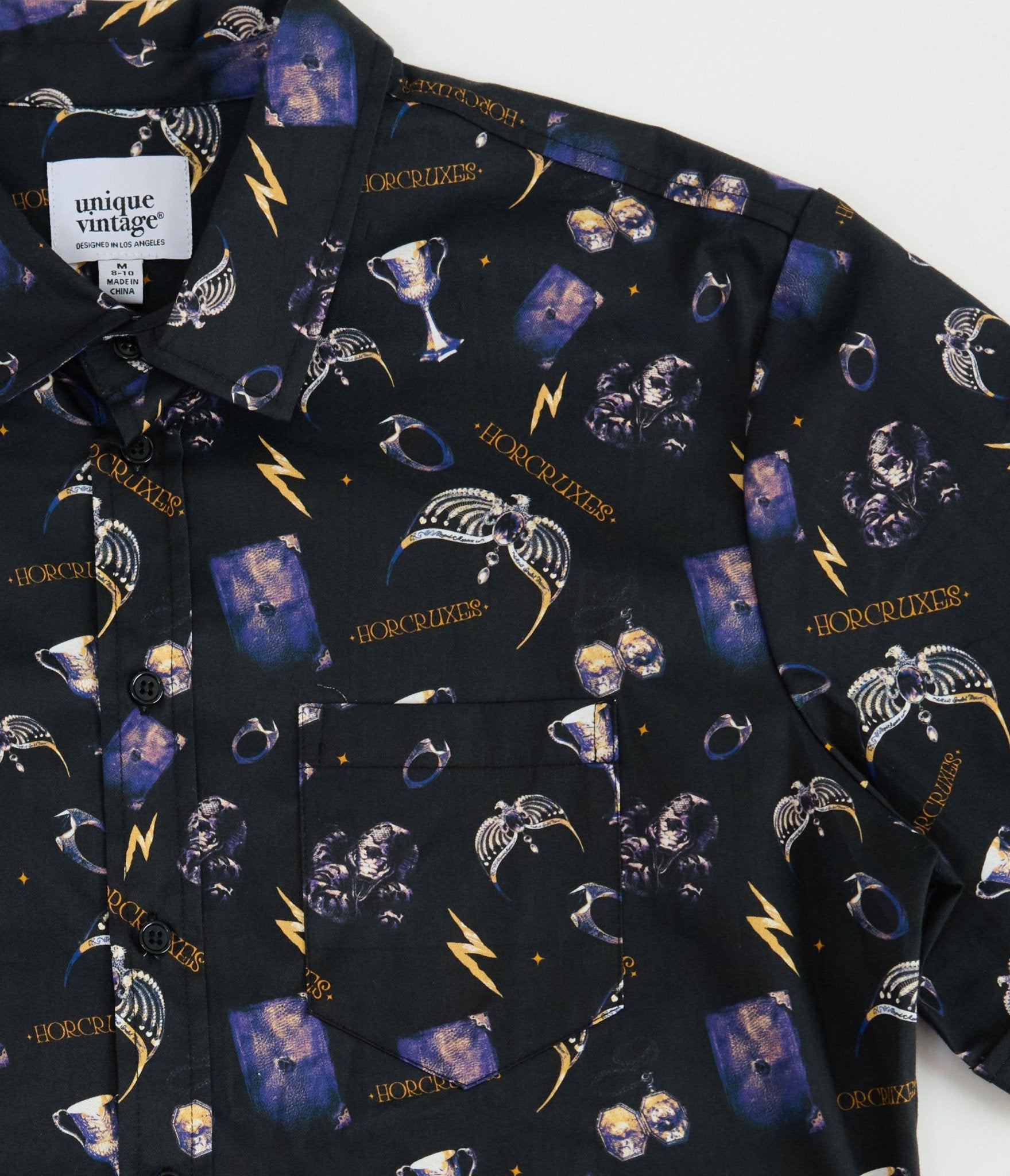 Harry Potter x Unique Vintage Plus Size Black & Purple Horcruxes Mens Shirt