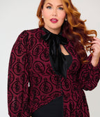 Harry Potter x Unique Vintage Plus Size Burgundy Dark Mark Starlet Duster - Unique Vintage - Womens, DRESSES, MIDI