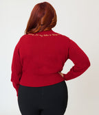 Harry Potter x Unique Vintage Plus Size Burgundy Hedwig Embroidered Cropped Cardigan - Unique Vintage - Womens, TOPS, SWEATERS