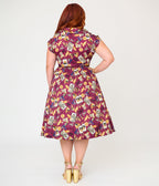 Harry Potter x Unique Vintage Plus Size Burgundy Magical Creatures Swing Dress - Unique Vintage - Womens, DRESSES, SWING