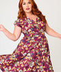 Harry Potter x Unique Vintage Plus Size Burgundy Magical Creatures Swing Dress