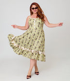 Harry Potter x Unique Vintage Plus Size Green Herbology Sweetheart Swing Dress - Unique Vintage - Womens, DRESSES, SWING