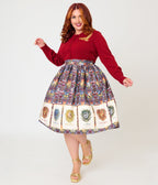 Harry Potter x Unique Vintage Plus Size Hogwarts House Crests Gellar Swing Skirt - Unique Vintage - Womens, BOTTOMS, SKIRTS