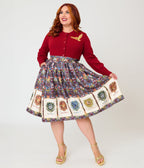 Harry Potter x Unique Vintage Plus Size Hogwarts House Crests Gellar Swing Skirt - Unique Vintage - Womens, BOTTOMS, SKIRTS