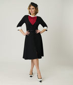 Heart My Closet 1950s Black & Red Bow Lindy Swing Dress - Unique Vintage - Womens, DRESSES, SWING