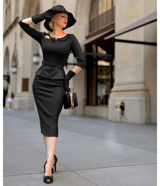 Heart My Closet 1950s Black Scarlet Suit & Pencil Skirt 6