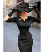 Heart My Closet 1950s Black Scarlet Suit & Pencil Skirt - Unique Vintage - Womens, DRESSES, VINTAGE