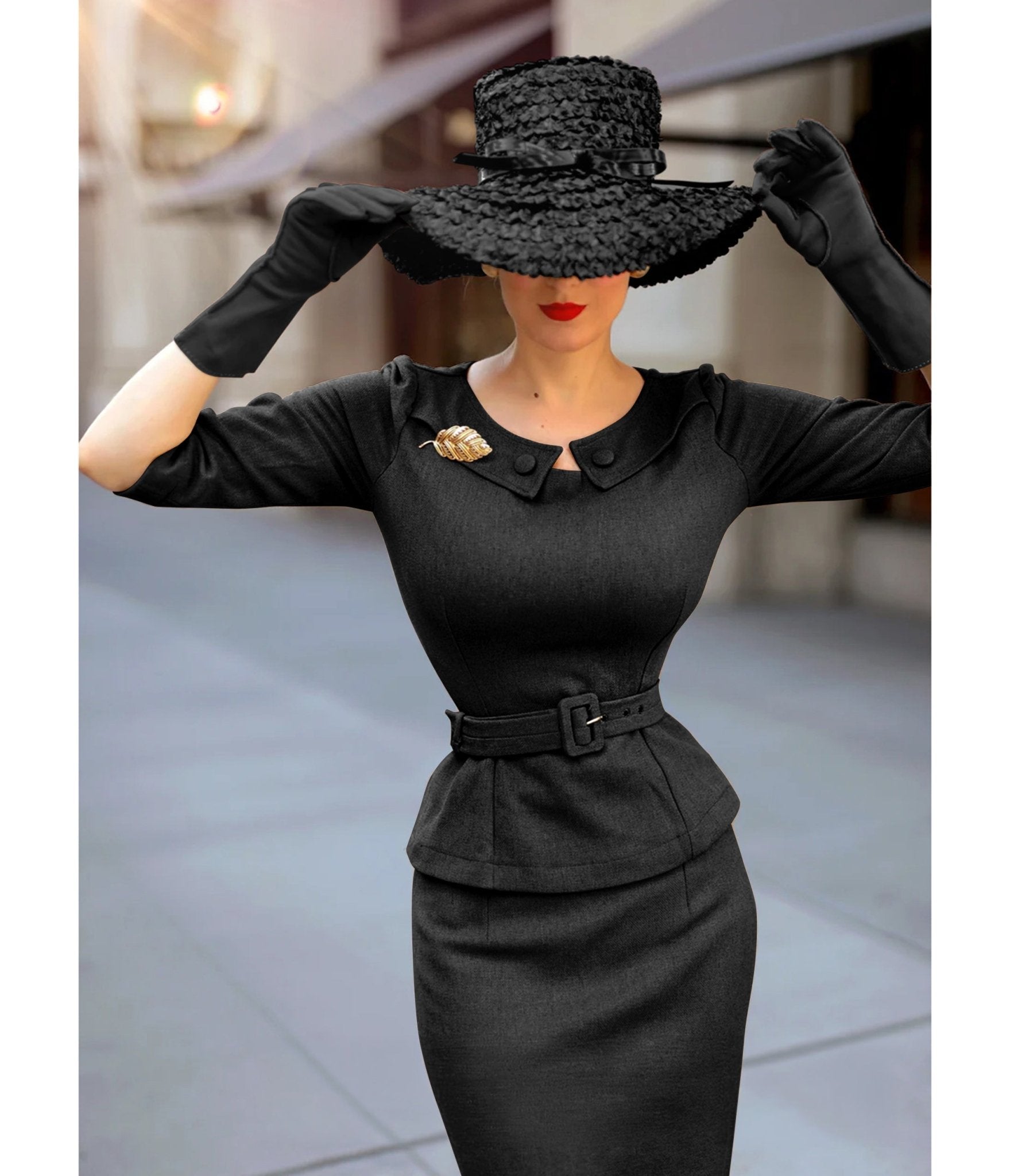 Heart My Closet 1950s Black Scarlet Suit & Pencil Skirt - Unique Vintage - Womens, DRESSES, VINTAGE