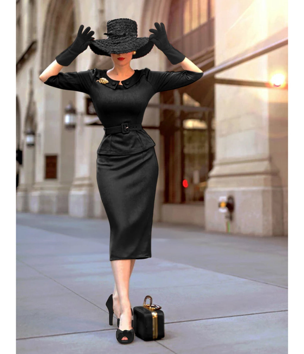 Heart My Closet 1950s Black Scarlet Suit & Pencil Skirt - Unique Vintage - Womens, DRESSES, VINTAGE