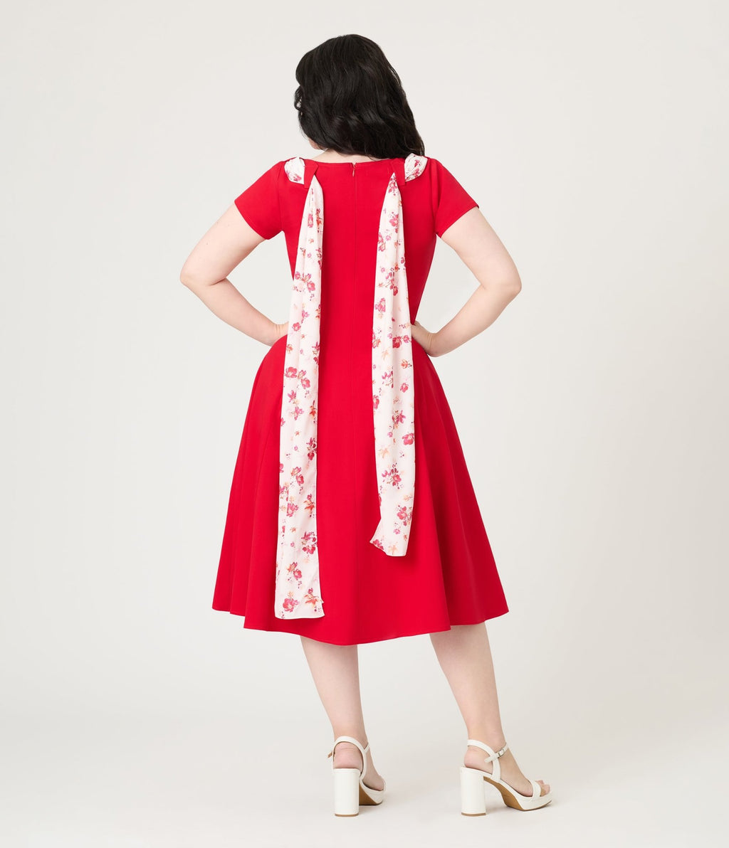 Heart My Closet 1950s Red Lucy Swing Dress - Unique Vintage - Womens, DRESSES, SWING