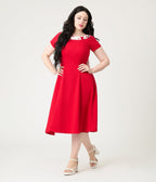 Heart My Closet 1950s Red Lucy Swing Dress - Unique Vintage - Womens, DRESSES, SWING