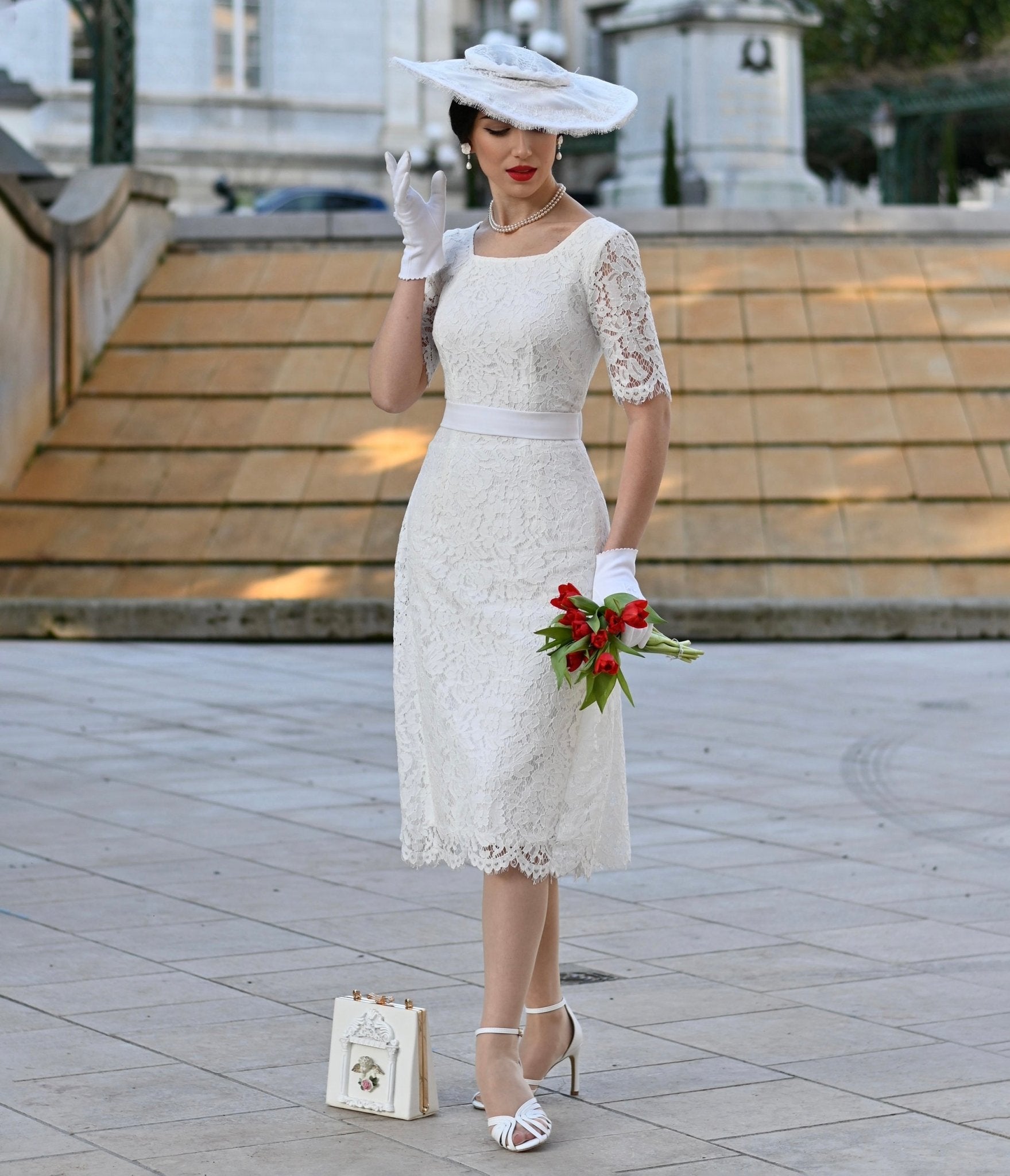 Heart My Closet 1950s White Lace Anna Dress - Unique Vintage - Womens, DRESSES, VINTAGE