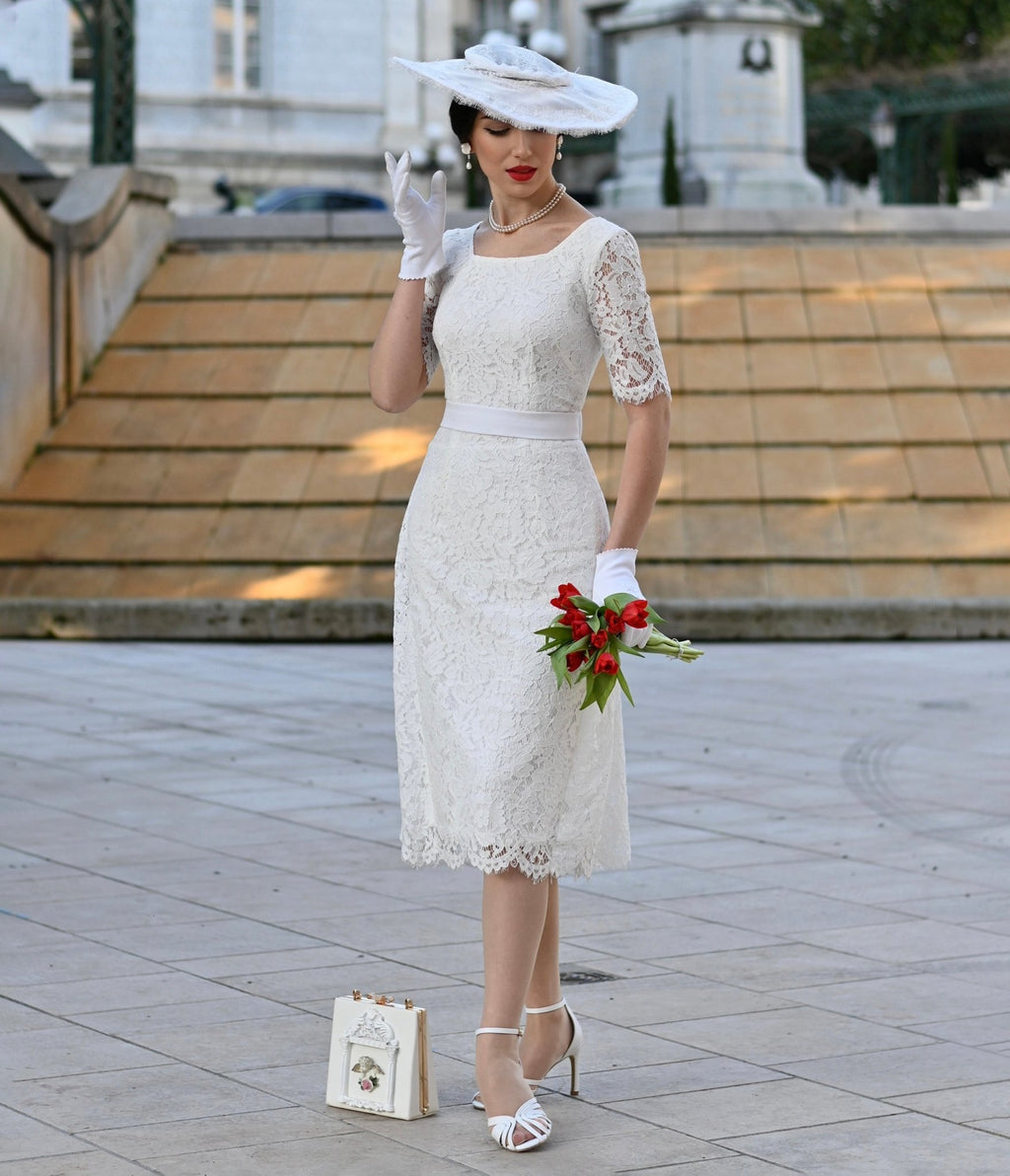 Heart My Closet 1950s White Lace Anna Dress - Unique Vintage - Womens, DRESSES, VINTAGE