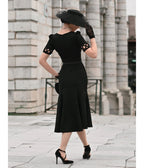 Heart My Closet Black 1950s Peggy Midi Dress - Unique Vintage - Womens, DRESSES, VINTAGE