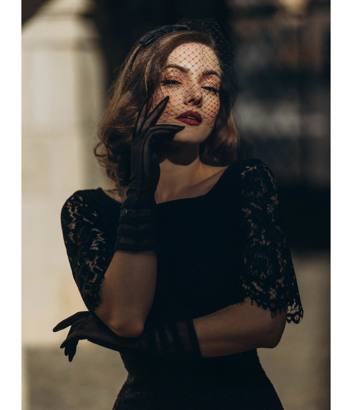 Heart My Closet Black Lace Deborah Pencil Dress - Unique Vintage - Midi Dresses