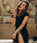 Heart My Closet Black & Leopard Print Dorothy Pencil Dress - Unique Vintage - Womens, DRESSES, SWING