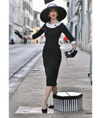 Heart My Closet Black & White Laura Pencil Dress - Unique Vintage - Womens, DRESSES, VINTAGE