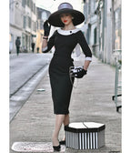 Heart My Closet Black & White Laura Pencil Dress - Unique Vintage - Womens, DRESSES, VINTAGE
