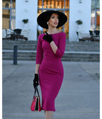 Heart My Closet Fuchsia Deborah Pencil Dress - Unique Vintage - Womens, DRESSES, VINTAGE