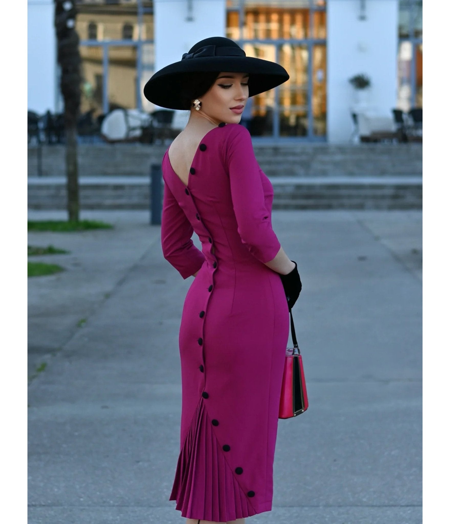 Heart My Closet Fuchsia Deborah Pencil Dress – Unique Vintage