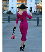 Heart My Closet Fuchsia Deborah Pencil Dress - Unique Vintage - Womens, DRESSES, VINTAGE