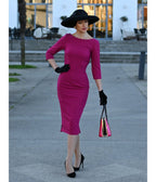 Heart My Closet Fuchsia Deborah Pencil Dress - Unique Vintage - Womens, DRESSES, VINTAGE