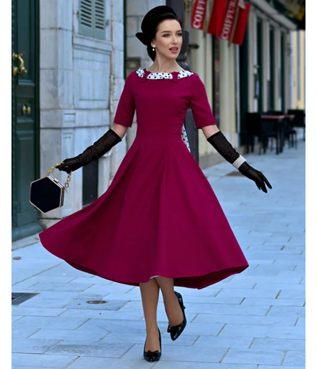 Heart My Closet Fuchsia Lucy Swing Dress - Unique Vintage - Womens, DRESSES, VINTAGE