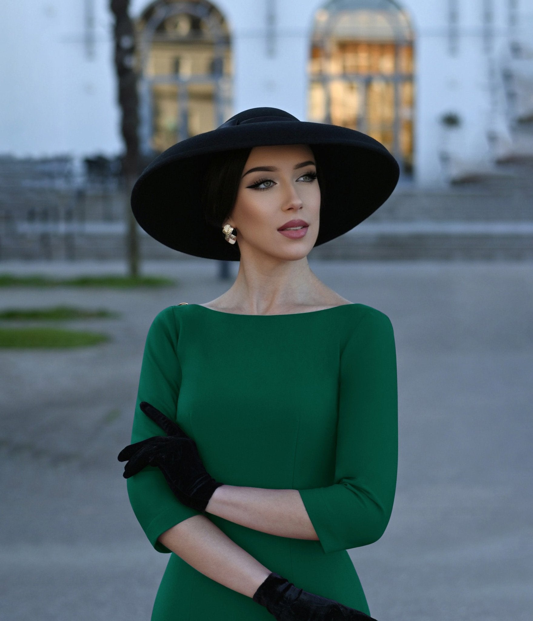 Heart My Closet Green Pleated Back Deborah Pencil Dress - Unique Vintage - Womens, DRESSES, WIGGLE