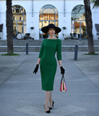 Heart My Closet Green Pleated Back Deborah Pencil Dress - Unique Vintage - Womens, DRESSES, WIGGLE