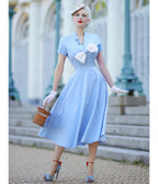 Heart My Closet Light Blue Marilyn Swing Dress - Unique Vintage - Womens, DRESSES, SWING